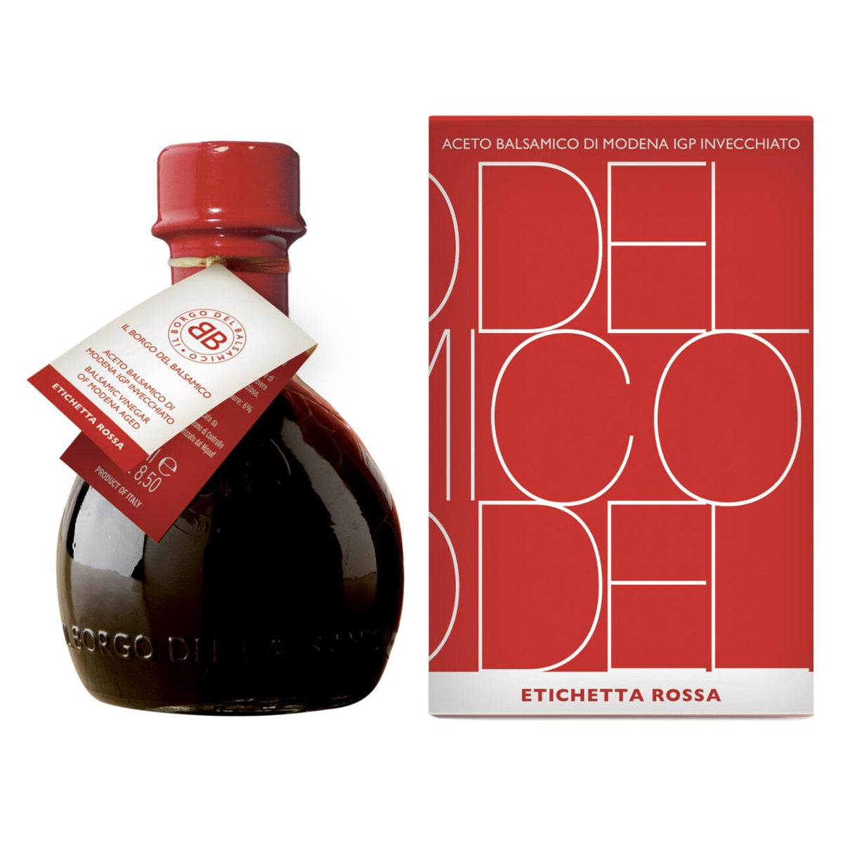 Borgo balsamico punainen etiketti 250 ml ja lahjarasia