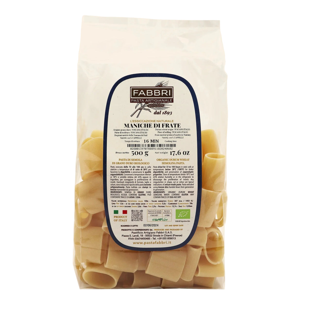 Maniche Di Frate 500 g – Pastificio Artigiano Fabbri – kuva 2