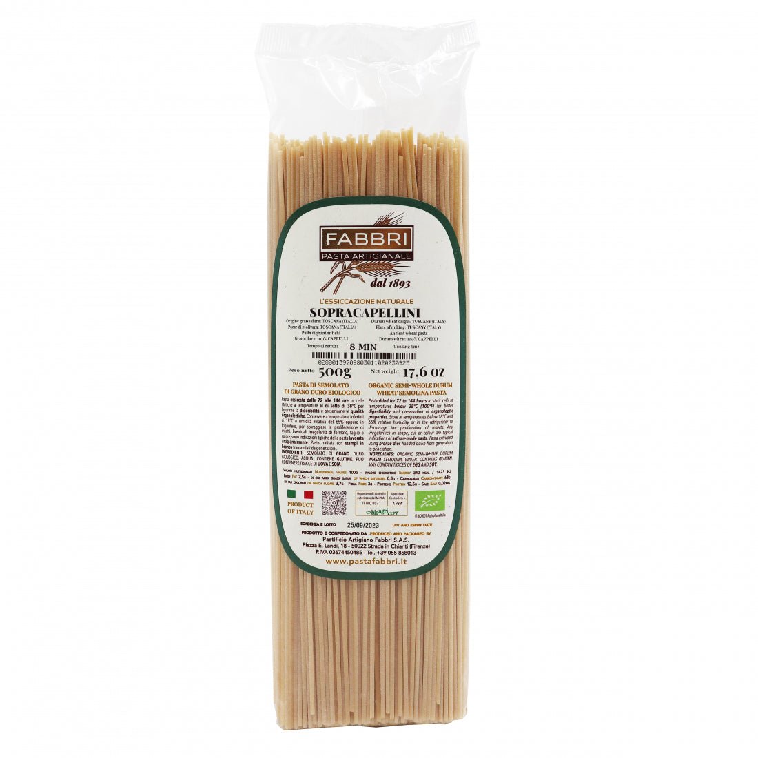Spaghetti Lisci Nº4 500 g – Pastificio Artigiano Fabbri – kuva 2