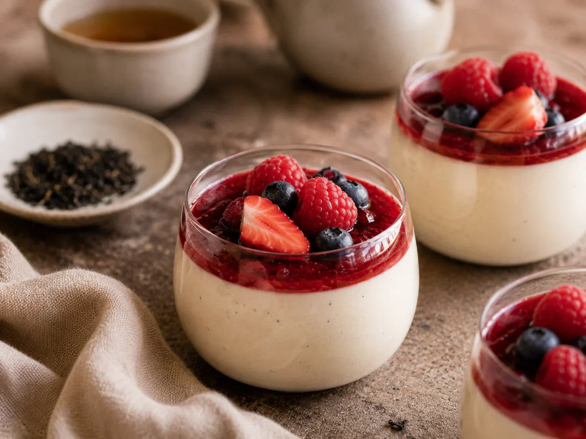 Pannacotta vadelmabalsamicolla - Olivon italialainen resepti 