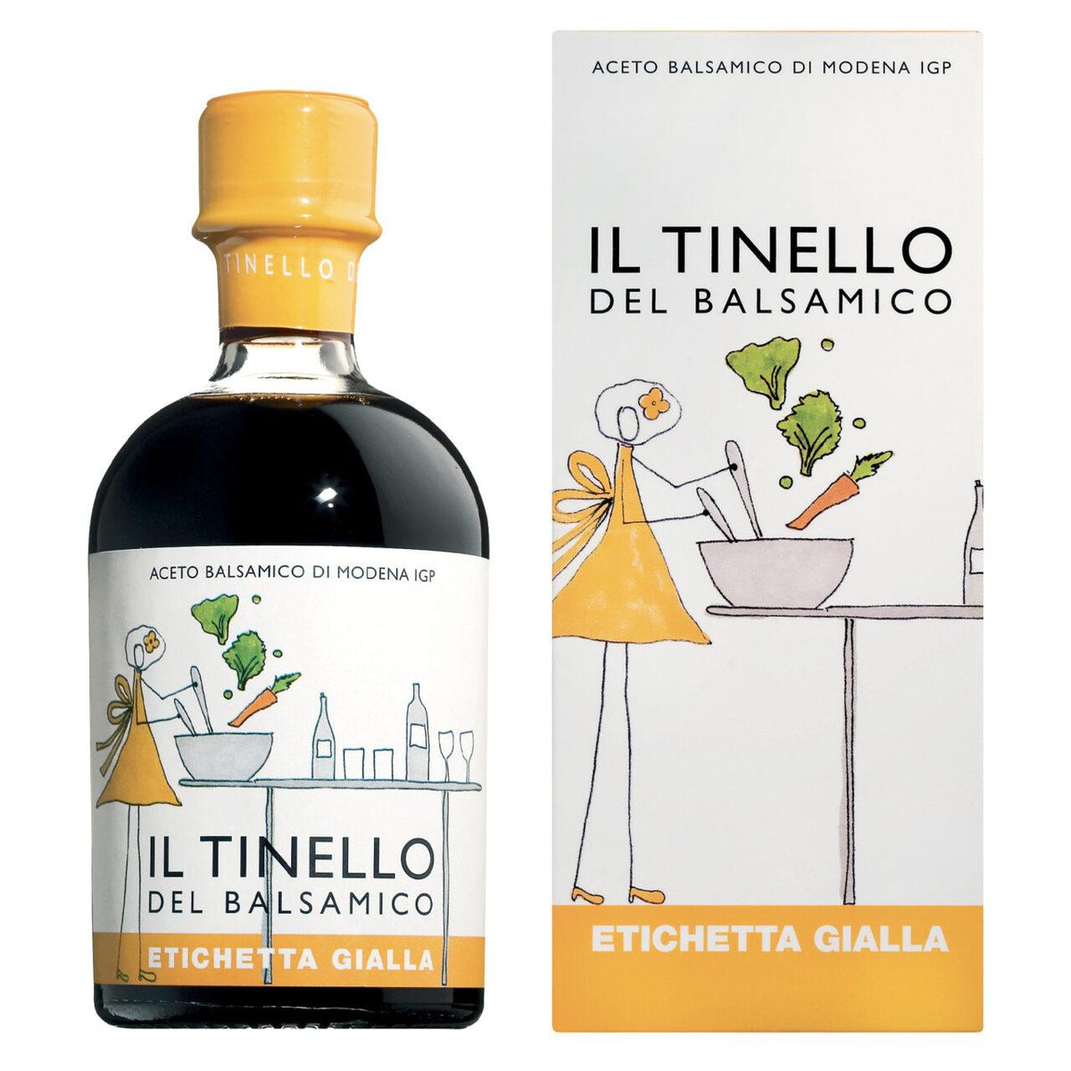 Il Tinello balsamico keltainen etiketti 250 ml ja rasia