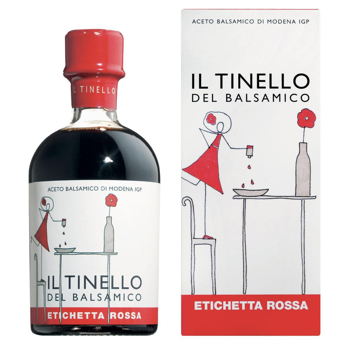 Il Tinello balsamico punainen etiketti 250 ml ja rasia