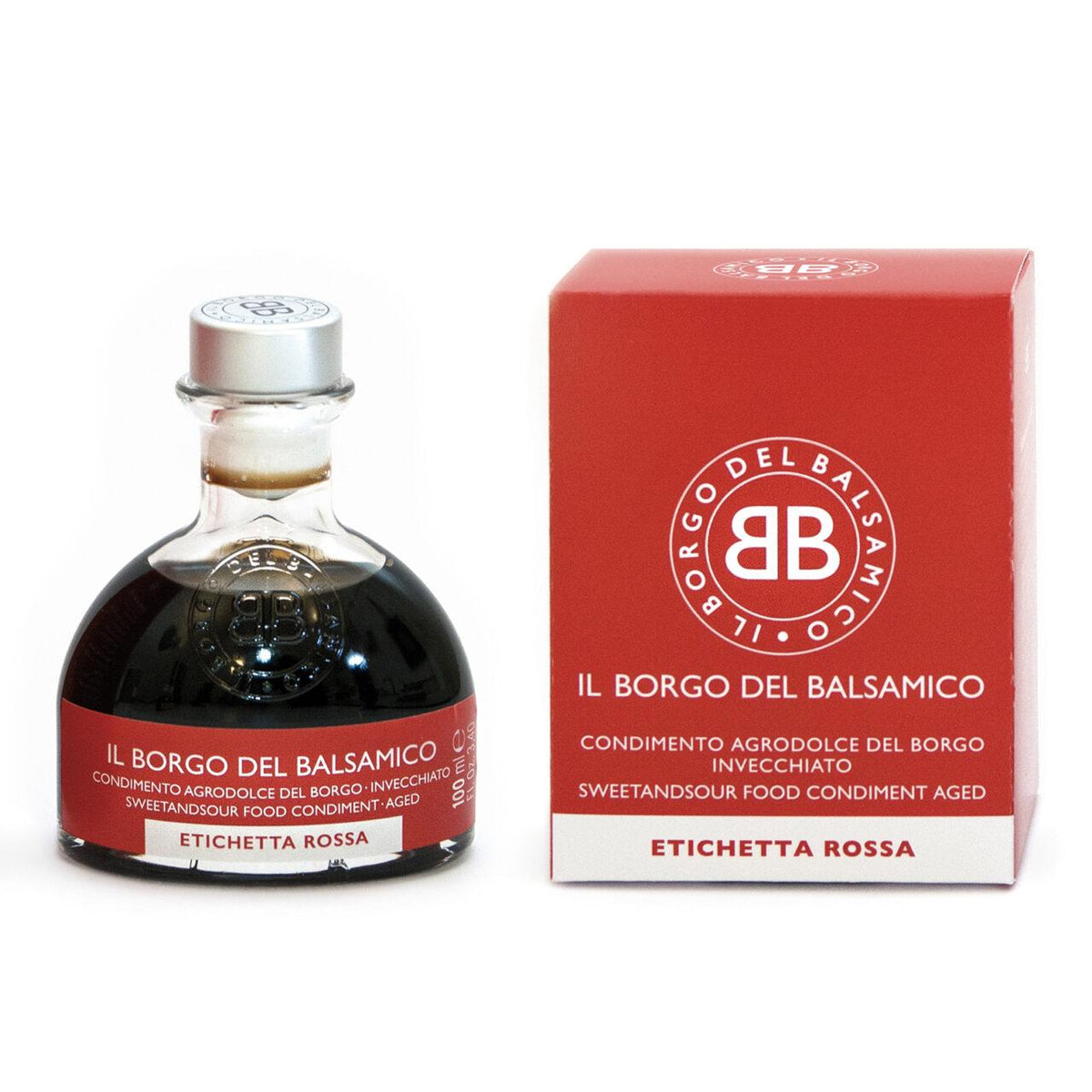 Il Borgo del Balsamico Condimento punainen etiketti 100 ml ja lahjarasia