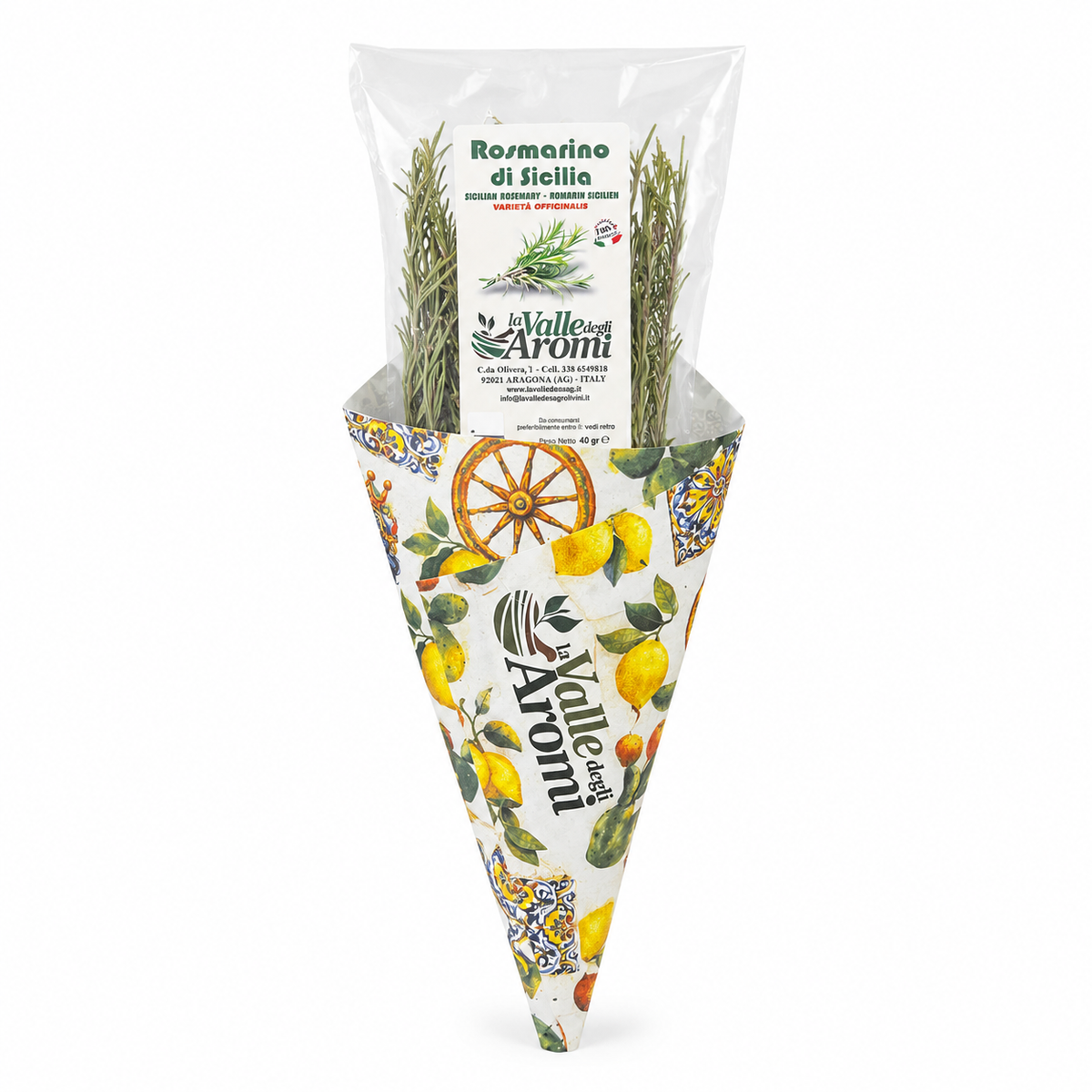 La Valle degli Aromi sisilialainen rosmariini 40 g – kokonaisia kuivattuja rosmariininoksia ruoan maustamiseen.