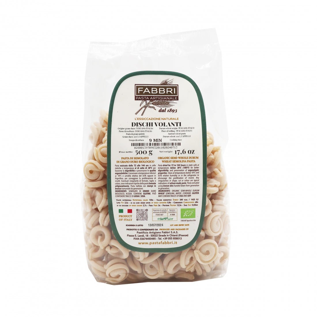 Dischi Volanti 500 g – Pastificio Artigiano Fabbri – kuva 2