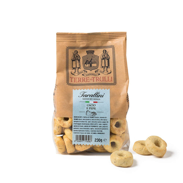 Taralli juustolla ja mustapippurilla │ 230g - Terre dei Trulli - Olivo.fi
